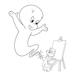 Casper As Paint Free Coloring Page for Kids