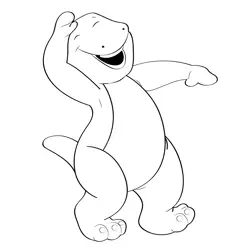 Dancing Barney Free Coloring Page for Kids