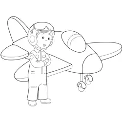 Caillou And Plane Free Coloring Page for Kids