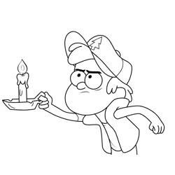 Dipper Pines with Burning Candle Gravity Falls Free Coloring Page for Kids