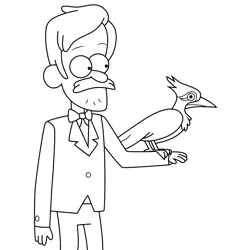 Woodpecker Guy Gravity Falls Free Coloring Page for Kids