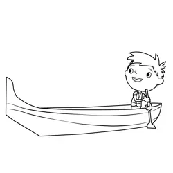Justin Excited To Boat Ride Justin Time Free Coloring Page for Kids