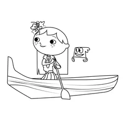 Olive Sitting On The Boat Justin Time Free Coloring Page for Kids