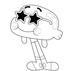 Darwin Watterson Wearing Sunglasses Gumball Free Coloring Page for Kids