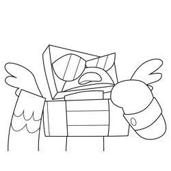 Hawkodile Looking Confused Unikitty Free Coloring Page for Kids
