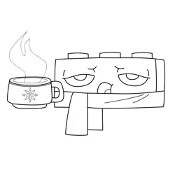 Richard Drinking Hot Coffee Unikitty Free Coloring Page for Kids