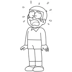 Nobita Crying Doraemon Free Coloring Page for Kids