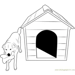 Dog with Bone Free Coloring Page for Kids