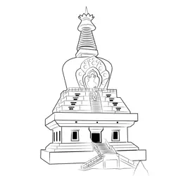 Dehradun Temple Free Coloring Page for Kids