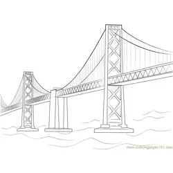 Oakland Bay Bridge Free Coloring Page for Kids