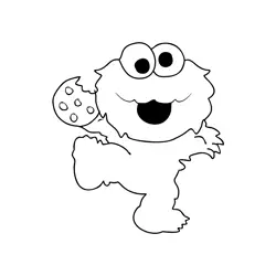Cookie Monster 3 Free Coloring Page for Kids