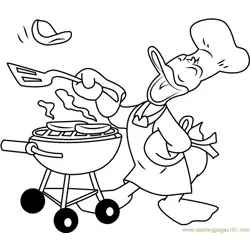 Donald Duck Cooking Free Coloring Page for Kids