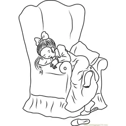 Holly Hobbie Sleeping on Chair Free Coloring Page for Kids