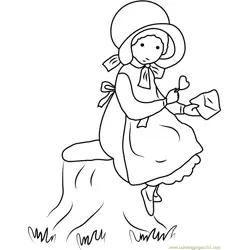 Holly Hobbie Standing near Tree Free Coloring Page for Kids