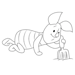 Piglet Working Free Coloring Page for Kids