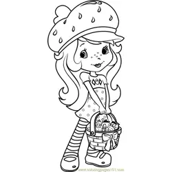 Strawberry Shortcake with Strawberries Free Coloring Page for Kids