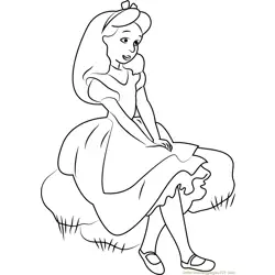 Alice Sitting on Rock Free Coloring Page for Kids