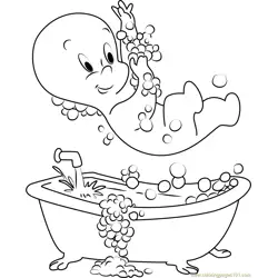 Casper taking Shower Free Coloring Page for Kids