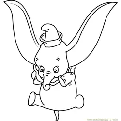 Dumbo Baby Elephant Free Coloring Page for Kids