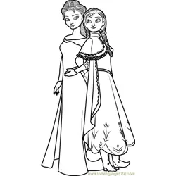 Elsa and Anna Free Coloring Page for Kids