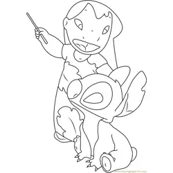 Cute Lilo and Stitch Free Coloring Page for Kids