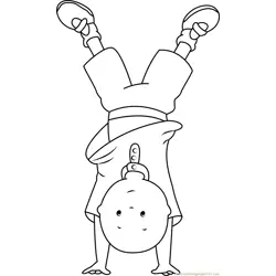 Caillou Standing on Hands Free Coloring Page for Kids