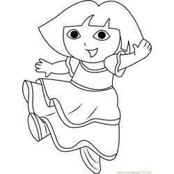 Dora Dancing Free Coloring Page for Kids