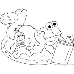 Elmo Reading Book Free Coloring Page for Kids