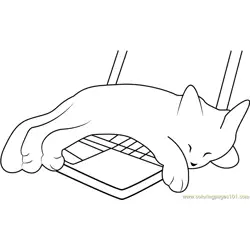 Kitten Sleeping on Laptop Free Coloring Page for Kids