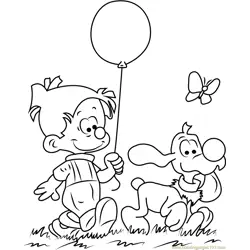 Boule having Balloon Free Coloring Page for Kids