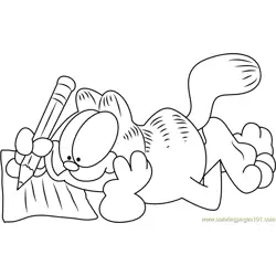 Garfield Writing Free Coloring Page for Kids