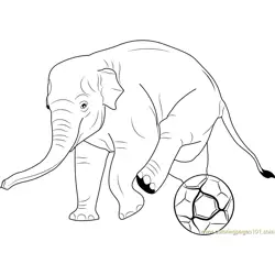 Elephant Play Soccer Free Coloring Page for Kids
