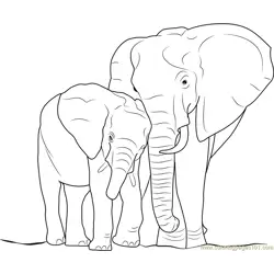 Elephant with Baby Free Coloring Page for Kids