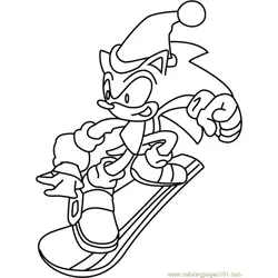 Sonic the Hedgehog on Christmas Free Coloring Page for Kids