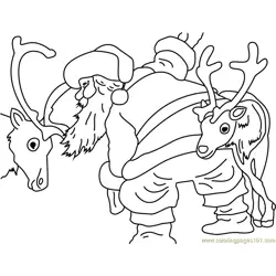 Santa and his Deers Free Coloring Page for Kids