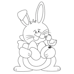 Bunny With Easter Eggs And Bird