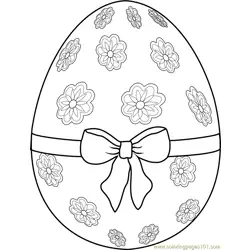 Easter Egg with Ribbon Free Coloring Page for Kids