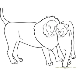 Lion Loves Each Other Free Coloring Page for Kids