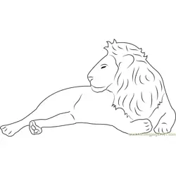 Lion Relaxing Free Coloring Page for Kids