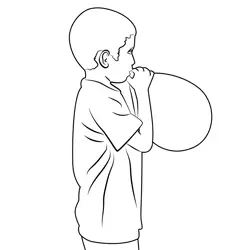 Boy Blowing Balloon Free Coloring Page for Kids