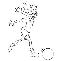 Girl Playing Football Free Coloring Page for Kids