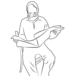 Reading A Newspaper Free Coloring Page for Kids