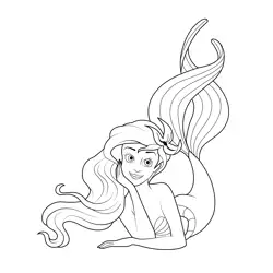Ariel Lying Down Free Coloring Page for Kids