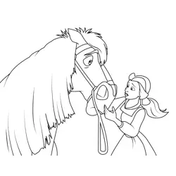 Belle with Horse Free Coloring Page for Kids