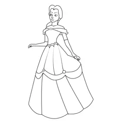 Happy Disney Belle Free Coloring Page for Kids