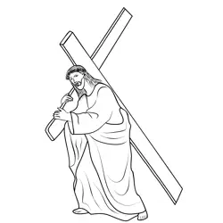 Jesus Carrying Cross Free Coloring Page for Kids