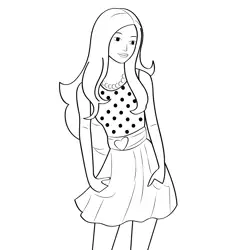 Barbie Wear Beautiful Dress Free Coloring Page for Kids