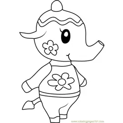 Tia Animal Crossing Free Coloring Page for Kids