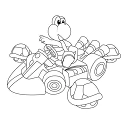 Koopa Troopa Mario Kart Free Coloring Page for Kids