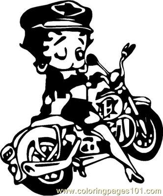 Betty Boop Coloring Pages on Printable Coloring Page Betty Boop Motor Bike  Cartoons   Betty Boop